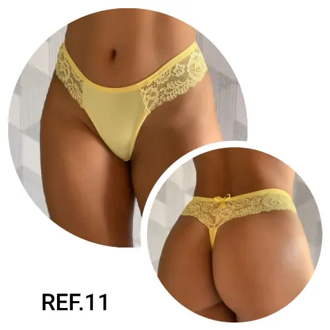 Calcinha fio com renda lateral em Microfibra forrada