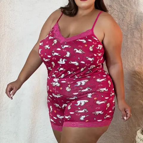 Baby Doll Plus Size em Microfibra GG estampado