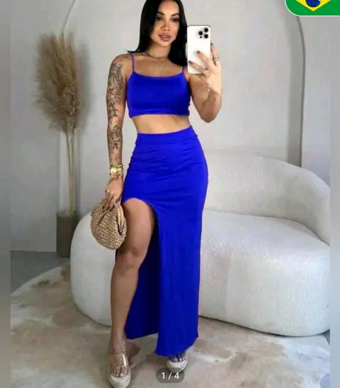 Conjunto Diva: Top + Saia Longa com Fenda na Coxa
