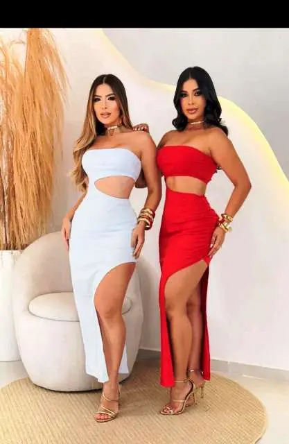 Vestido Longo em Suede Canelado com fenda